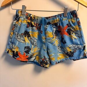 Patagonia Blue and Yellow Athletic Shorts Lightweight Elastic Waist